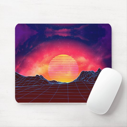 Vaporwave Landschaft mit Felsen Mousepad (Mit Mouse)