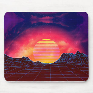 Vaporwave Landschaft mit Felsen Mousepad
