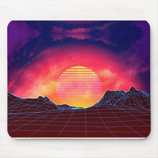 Vaporwave Landschaft mit Felsen Mousepad (Vorne)