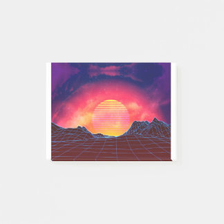 Vaporwave Landschaft mit Felsen Post-it Klebezettel