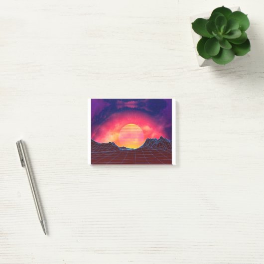Vaporwave Landschaft mit Felsen Post-it Klebezettel (Büro)