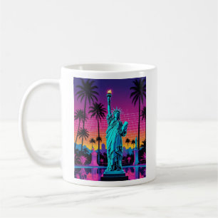 Vaporwave Liberty Palm City Retro T Shirt Kaffeetasse