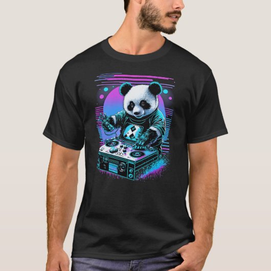 Vaporwave Music Party Panda DJ Rave T-Shirt (Vorderseite)