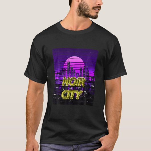 Vaporwave Noir City 80er Future City Gamer Science T-Shirt (Vorderseite)