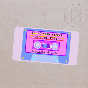 Vaporwave-Pastel-Kassetten-Rücksendeadresse der 90 Adressaufkleber