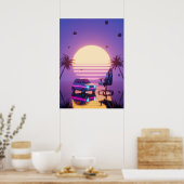 Vaporwave Retro-Auto und Gaming-Stuhl Poster (Küche)