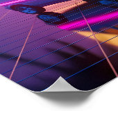 Vaporwave Retro-Auto und Gaming-Stuhl Poster (Ecke)