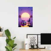 Vaporwave Retro-Auto und Gaming-Stuhl Poster (Heimbüro)