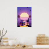Vaporwave Retro-Auto und Gaming-Stuhl Poster (Küche)