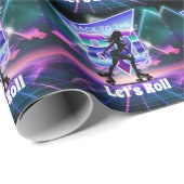 Vaporwave Roller Skate Geburtstagsparty Geschenkpapier (Rolleneckpunkt)
