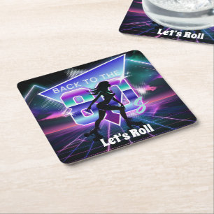 Vaporwave Roller Skate Geburtstagsparty Rechteckiger Pappuntersetzer
