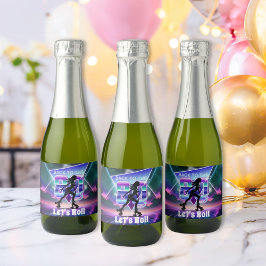 Vaporwave Roller Skate Geburtstagsparty Schaumweinetikett