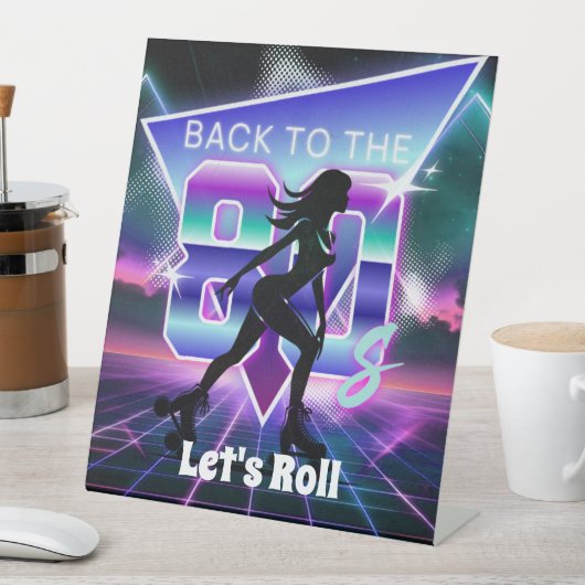 Vaporwave Roller Skate Geburtstagsparty Sockelschild (In Situ)