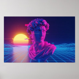 Vaporwave Roman Bust Poster