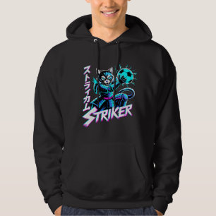 Vaporwave Samurai Striker Katze für Anime-Spieler Hoodie