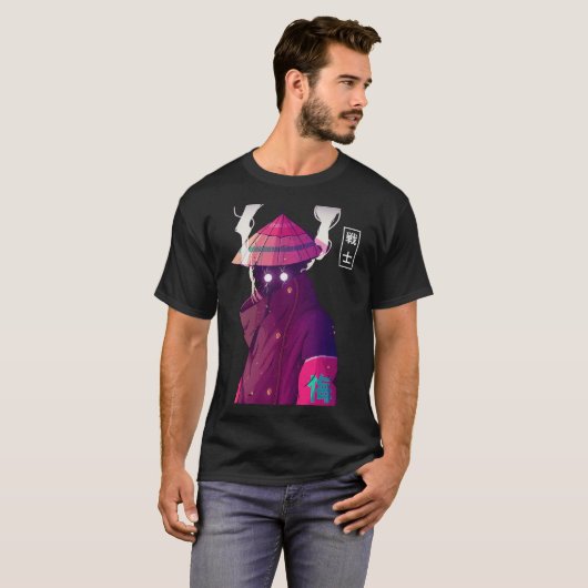 Vaporwave Samurai Warrior New Urban Japanese Style T-Shirt (Vorne ganz)