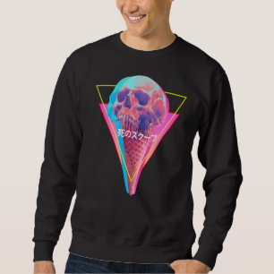 Vaporwave-Schädel-Schmelzen Eiscreme-Kronenzapfen- Sweatshirt