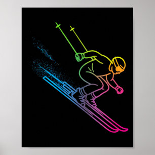 Vaporwave-Skifahrer Regenbogenverlauf Retro-Winter Poster