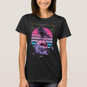 Vaporwave Skull & Crow Halloween Retro Ästhetik T-Shirt