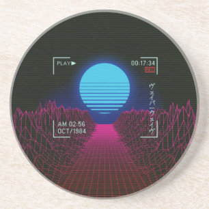 Vaporwave-Sonnenuntergang-Landschaft Getränkeuntersetzer