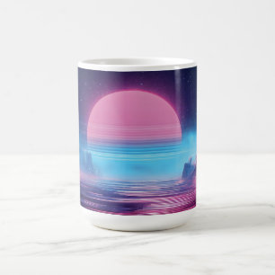 Vaporwave Sonnenuntergang Landschaft, Retro-Futuri Kaffeetasse