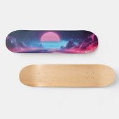Vaporwave Sonnenuntergang Landschaft, Retro-Futuri Skateboard (Horizontal)