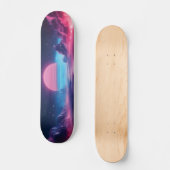 Vaporwave Sonnenuntergang Landschaft, Retro-Futuri Skateboard (Vorderseite)