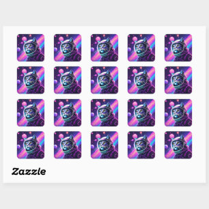 Vaporwave Space Cat Sticker - Retro Galaxy Kitty A