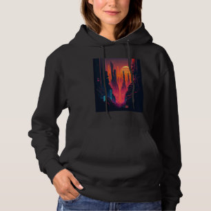 Vaporwave-Stadt-Tech-Retrowave-zukünftige Synthwav Hoodie