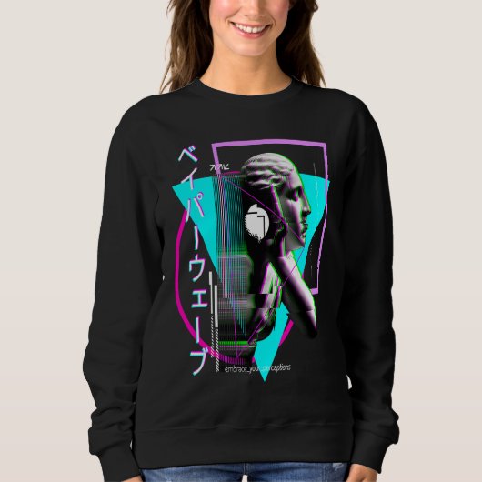 Vaporwave Statue Aesthetic Glitch Japanese Otaku Sweatshirt (Vorderseite)