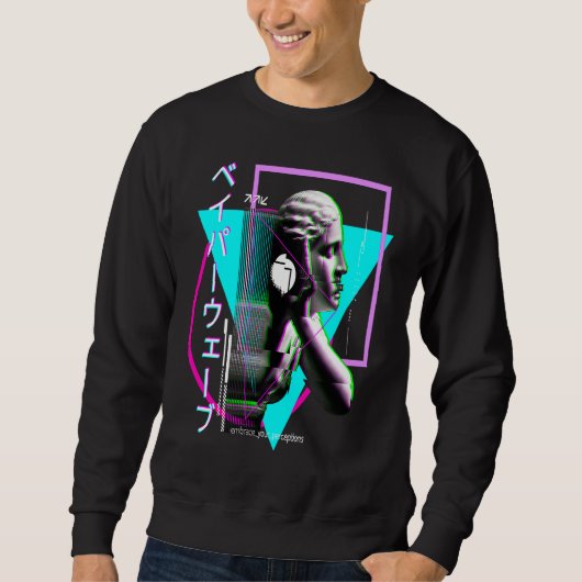 Vaporwave Statue Aesthetic Glitch Japanese Otaku Sweatshirt (Vorderseite)