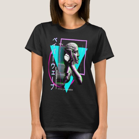 Vaporwave Statue Aesthetic Glitch Japanese Otaku T-Shirt (Vorderseite)