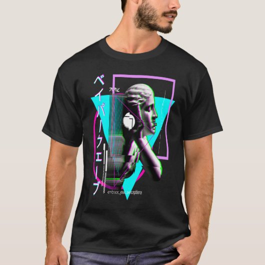 Vaporwave Statue Aesthetic Glitch Japanese Otaku T-Shirt (Vorderseite)