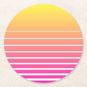Vaporwave Sun Runder Pappuntersetzer