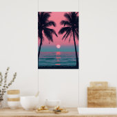 Vaporwave Sunset Palm Trees – Aesthetic Beach Wall Poster (Küche)