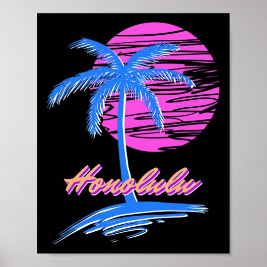 Vaporwave Synth Outrun Sunset 80er Beach Retro Hon Poster (Vorne)