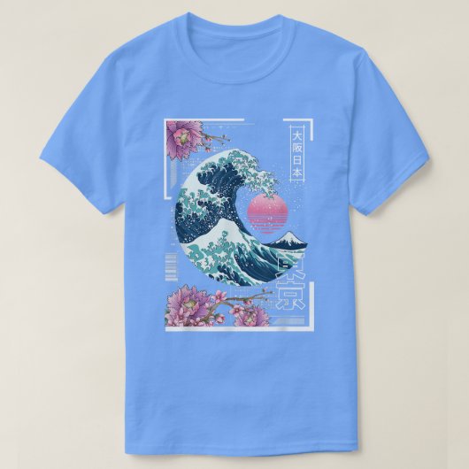 Vaporwave Synthwave 80er Jahre Japan Great Wave T-Shirt (Design vorne)