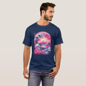 Vaporwave Synthwave 80er Jahre Japan Great Wave T-Shirt (Vorne ganz)