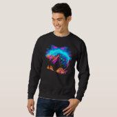 Vaporwave Synthwave Bison Amerikanischer Büffel 80 Sweatshirt (Vorne ganz)