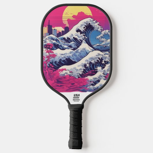 Vaporwave Synthwave Japan der 80er Jahre - witzig Pickleball Schläger (Rückseite)