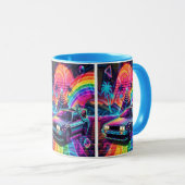 Vaporwave Synthwave Pride-Flagge Delorean Tasse (VorderseiteRechts)