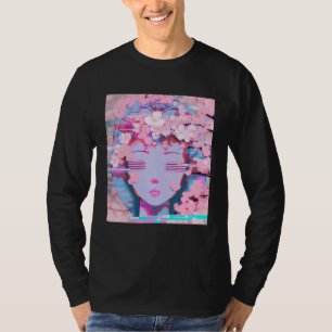 Vaporwave Synthwave Retrowave Glitch Kirschblüte T-Shirt
