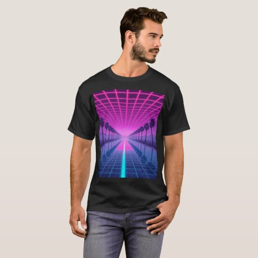 "Vaporwave T-Shirt", "Retro 80er Tee", "Synthwave T-Shirt (Vorne ganz)