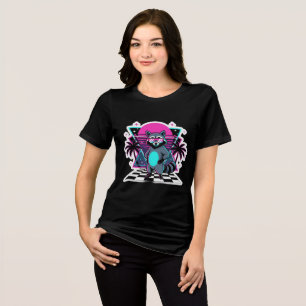 Vaporwave-Waschbär Retro-80er-Ästhetik Tri-Blend Shirt