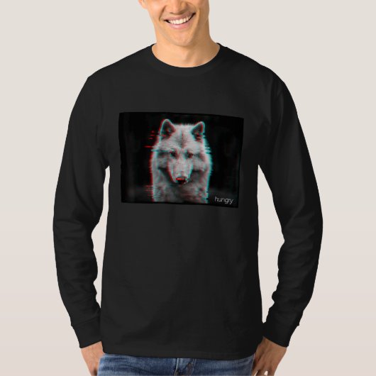 Vaporwave White Wolf Animal Snow Wolf Hunger T-Shirt (Vorderseite)