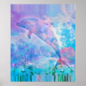 Vaporwellendolphin am Himmel Poster (Vorne)