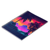 Vaporwellenfelsen und Palmen Notizblock (Linke Seite)