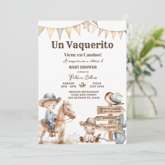 Vaquerito Cowboy Spanischer Western Kinderdusche Einladung (Stehend Vorderseite)