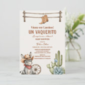 Vaquerito en Camino Spanish cowboy baby shower Einladung (Stehend Vorderseite)