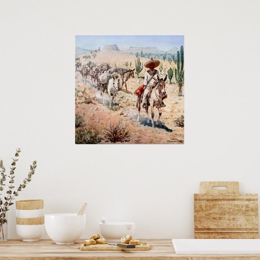 "Vaquero Pack Train" von Edward Borein Poster (Küche)